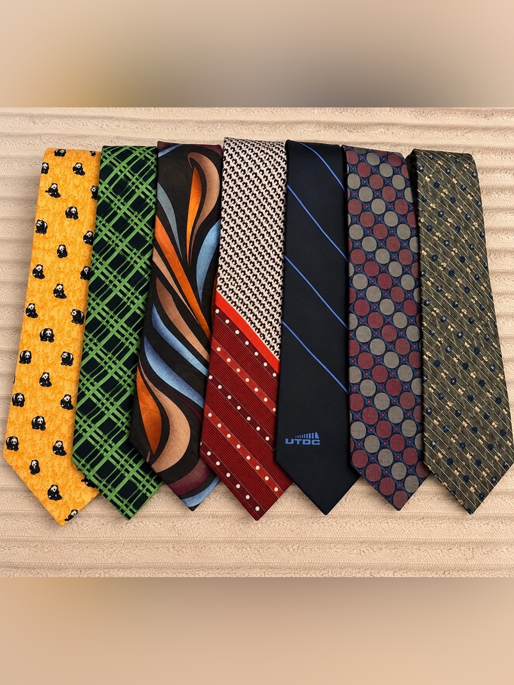 Men’s Tie Bundle – 7 Unique Vintage & Silk Neckties | Novelty & Classic Prints